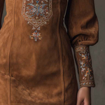 Reina | Embroidered Suede Mini Dress in Purple