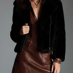 Chocolate Brown Eco-Leather Zip-Up Mini Dress