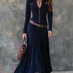 Diana | Long button-down suede dress