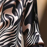 Elegant Satin Collar Zebra Print Shirt