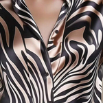 Elegant Satin Collar Zebra Print Shirt