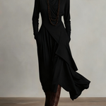 Arielle | Vintage Asymmetric Turtleneck Maxi Dress