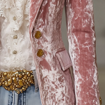 Retro Pink Velvet Gold Button Blazer