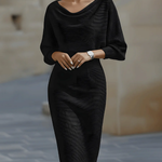 White Draped Batwing Midi Dress