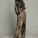 Baroque Ornate Floral Print Top And Wide-leg Trousers Casual Suit