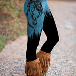 Halloween Black Forest Horse Lover Print Cozy Leggings