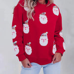 Fiery Red Sequined Christmas Santa Clause Graphic Sweatshirt
