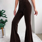 Nadorine Chic High Waist Corduroy Flared Pants