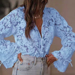Nadorine Delicate Lace Floral Hollow Out Blouse for Women Casual Boho Summer Vacation 2026 | Under $40