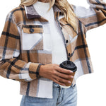 Nadorine Flannels for Women Cropped Shacket Jacket