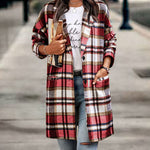 Nadorine Women Plaid Jacket Mid Length Coat