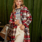 Nadorine Women Plaid Jacket Mid Length Coat