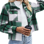 Nadorine Flannels for Women Cropped Shacket Jacket