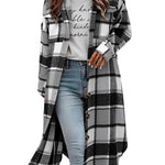 Nadorine Plaid Shacket Jacket Long Button Down Shirts