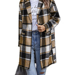 Nadorine Women Plaid Jacket Mid Length Coat