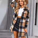 Nadorine Women Plaid Jacket Mid Length Coat