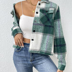 Nadorine Flannels for Women Cropped Shacket Jacket