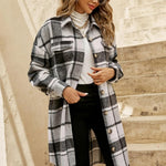Nadorine Plaid Shacket Jacket Long Button Down Shirts