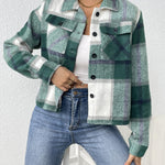 Nadorine Flannels for Women Cropped Shacket Jacket