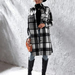 Nadorine Plaid Shacket Jacket Long Button Down Shirts