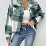 Nadorine Flannels for Women Cropped Shacket Jacket
