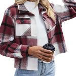 Nadorine Flannels for Women Cropped Shacket Jacket