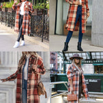 Nadorine Plaid Shacket Jacket Long Button Down Shirts