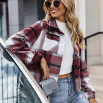 Nadorine Flannels for Women Cropped Shacket Jacket