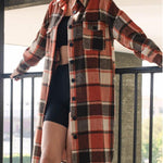 Nadorine Plaid Shacket Jacket Long Button Down Shirts