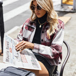 Nadorine Flannels for Women Cropped Shacket Jacket