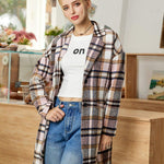 Nadorine Women Plaid Jacket Mid Length Coat