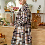 Nadorine Women Plaid Jacket Mid Length Coat