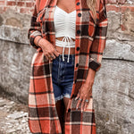 Nadorine Plaid Shacket Jacket Long Button Down Shirts