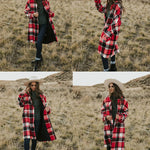 Nadorine Plaid Shacket Jacket Long Button Down Shirts