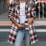 Nadorine Women Plaid Jacket Mid Length Coat
