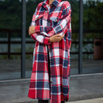 Nadorine Plaid Shacket Jacket Long Button Down Shirts