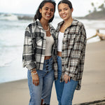 Nadorine Flannels for Women Cropped Shacket Jacket