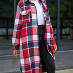 Nadorine Plaid Shacket Jacket Long Button Down Shirts