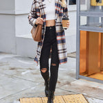 Nadorine Women Plaid Jacket Mid Length Coat
