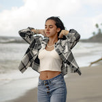 Nadorine Flannels for Women Cropped Shacket Jacket