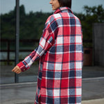 Nadorine Plaid Shacket Jacket Long Button Down Shirts