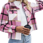 Nadorine Flannels for Women Cropped Shacket Jacket