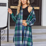 Nadorine Plaid Shacket Jacket Long Button Down Shirts