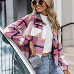 Nadorine Flannels for Women Cropped Shacket Jacket