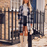 Nadorine Women Plaid Jacket Mid Length Coat