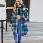 Nadorine Plaid Shacket Jacket Long Button Down Shirts