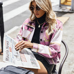 Nadorine Flannels for Women Cropped Shacket Jacket