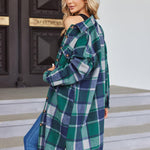 Nadorine Plaid Shacket Jacket Long Button Down Shirts