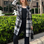 Nadorine Women Plaid Jacket Mid Length Coat