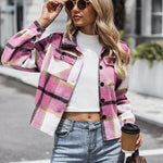 Nadorine Flannels for Women Cropped Shacket Jacket